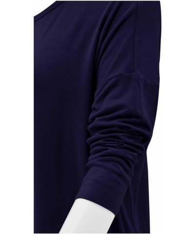 Women's 3/4 Sleeve Crew Neck Loose Fit Tops - Casual Tunic Top T-Shirt XS-6XL Navy $13.48 Tops