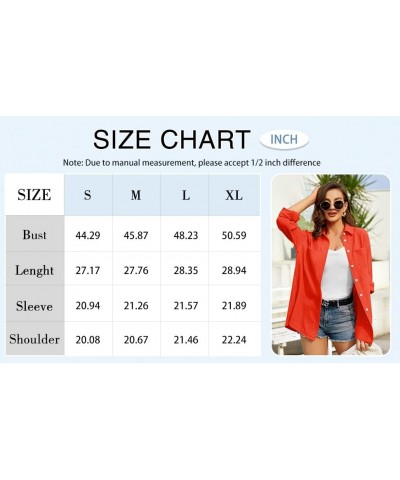 Women Button Down Shirts V Neck Blouse Long Roll Up Cuffed Sleeve Pocket Casual Boyfriend Cotton Tops Rose Red $22.22 Blouses