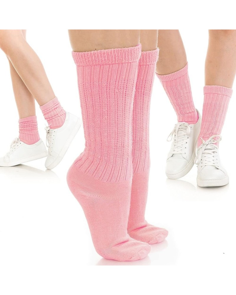 6PK, 3PK Slouch Socks For Women | Pink, Beige, Navy, White, Black Scrunch Crew Socks | 80s 90s Socks 3pk- Light Pink $9.51 Ac...