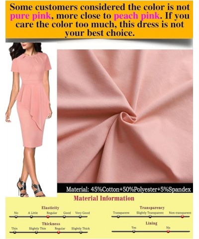 Womens Pleated Peplum Crew Neck Work Office Business Bodycon Pencil Dress Peach Pink Asymmetrical Peplum $28.79 Dresses