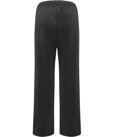 Linen Pants for Women Wide Leg High Waisted Loose Fit Palazzo Pants Casual Beach Trendy Trouses with Pockets Zly C-black $11....