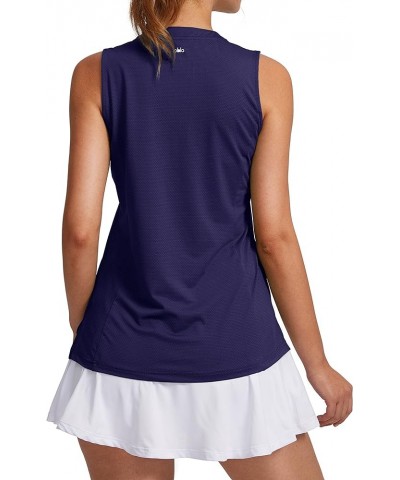 Women's Sleeveless Golf Shirt V-Neck Lightweight Quick Dry Tennis Tank Tops Polo Shirts for Women Navy $14.10 Shirts