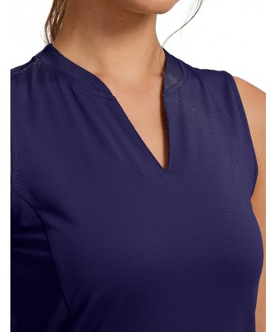 Women's Sleeveless Golf Shirt V-Neck Lightweight Quick Dry Tennis Tank Tops Polo Shirts for Women Navy $14.10 Shirts