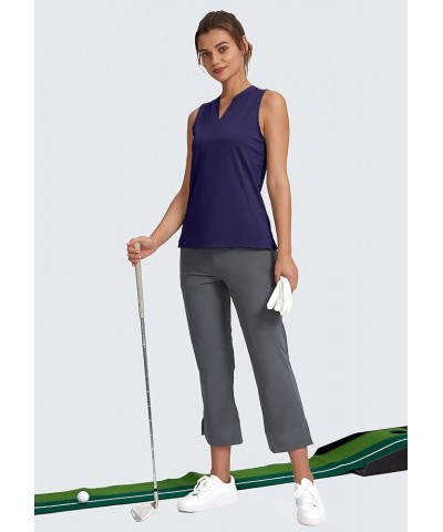 Women's Sleeveless Golf Shirt V-Neck Lightweight Quick Dry Tennis Tank Tops Polo Shirts for Women Navy $14.10 Shirts