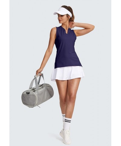 Women's Sleeveless Golf Shirt V-Neck Lightweight Quick Dry Tennis Tank Tops Polo Shirts for Women Navy $14.10 Shirts