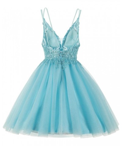 Sparkly Tulle Homecoming Dresses for Teens Short Spaghetti Straps Beaded Cocktail Gowns CM115 Wisteria $31.68 Dresses