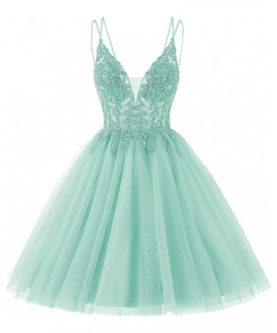 Sparkly Tulle Homecoming Dresses for Teens Short Spaghetti Straps Beaded Cocktail Gowns CM115 Wisteria $31.68 Dresses