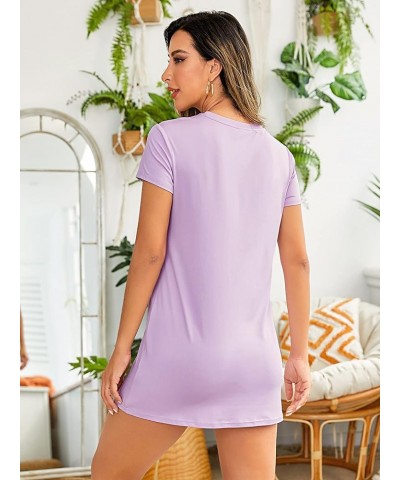 Women's Funny Lingerie Nightgown Cute Print Tshirt Sleepdress Lilac Purple $8.99 Sleep & Lounge