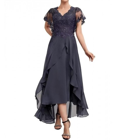 Tea Length Mother of The Bride Dresses for Wedding Ruffle Sleeves Formal Dresss Lace Wedding Dress Burgundy $36.00 Dresses