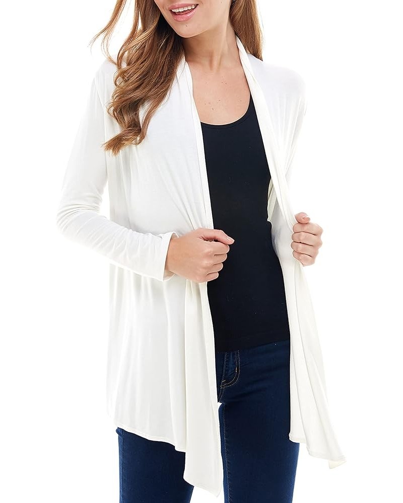 Women's Rayon Span Open Front Drape Cardigan Ivory $12.66 Sweaters