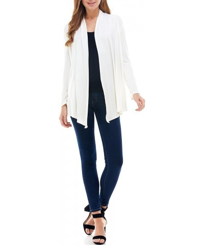 Women's Rayon Span Open Front Drape Cardigan Ivory $12.66 Sweaters