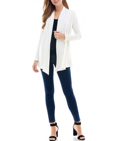 Women's Rayon Span Open Front Drape Cardigan Ivory $12.66 Sweaters