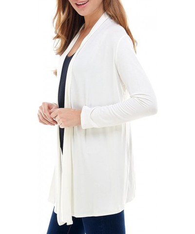 Women's Rayon Span Open Front Drape Cardigan Ivory $12.66 Sweaters