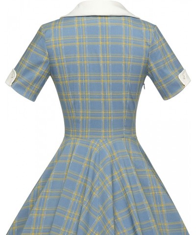 Womens 1950s Cape Collar Vintage Swing Stretchy Dresses Blue $22.05 Others