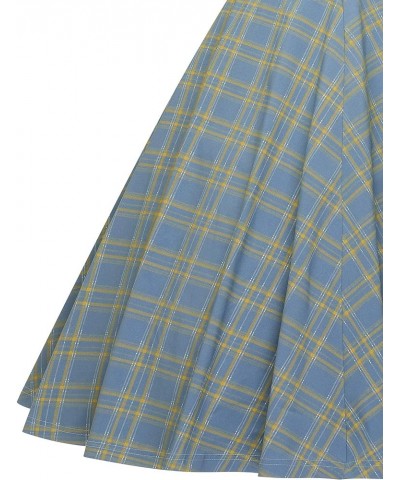 Womens 1950s Cape Collar Vintage Swing Stretchy Dresses Blue $22.05 Others