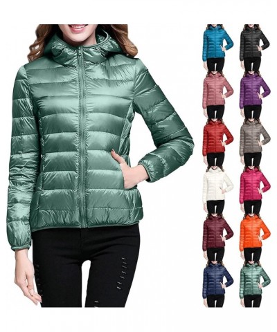 Women's Hooded Jacket Packable Ultra Light Weight Short Down Jacket Full-Zip Quilted Winter Coat Warm Puffer Jacket Hot Pink ...