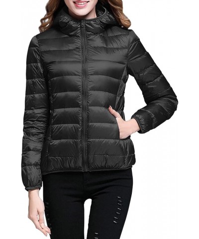 Women's Hooded Jacket Packable Ultra Light Weight Short Down Jacket Full-Zip Quilted Winter Coat Warm Puffer Jacket Hot Pink ...