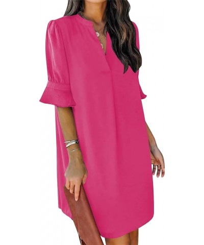 Womens Casual Dresses Short Sleeve V-Neck Dress Summer Dresses for Women 2024 B-rose Pink $18.86 Dresses