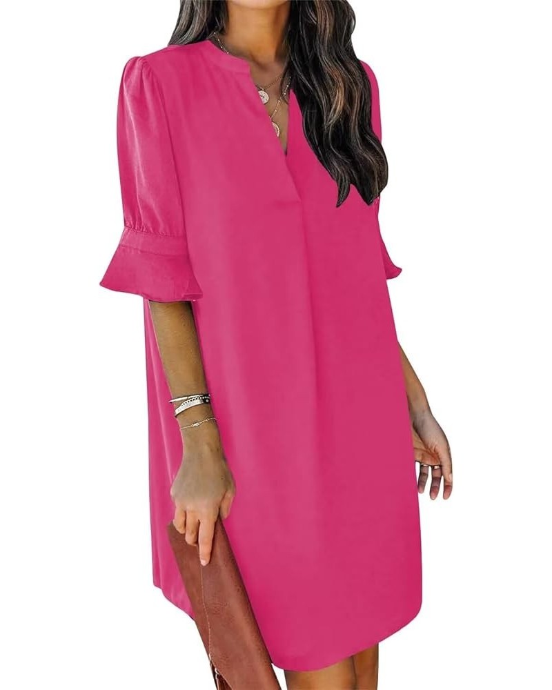 Womens Casual Dresses Short Sleeve V-Neck Dress Summer Dresses for Women 2024 B-rose Pink $18.86 Dresses