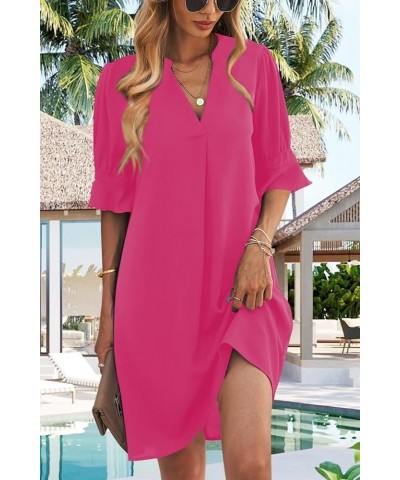 Womens Casual Dresses Short Sleeve V-Neck Dress Summer Dresses for Women 2024 B-rose Pink $18.86 Dresses