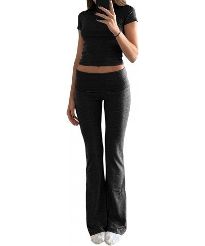 Womens Matching Sport Brunch Tops Pants Sets for Women Track Pajama Solid 2 Piece Summer Fall Tops Sets 2024 U-316 Black $7.1...