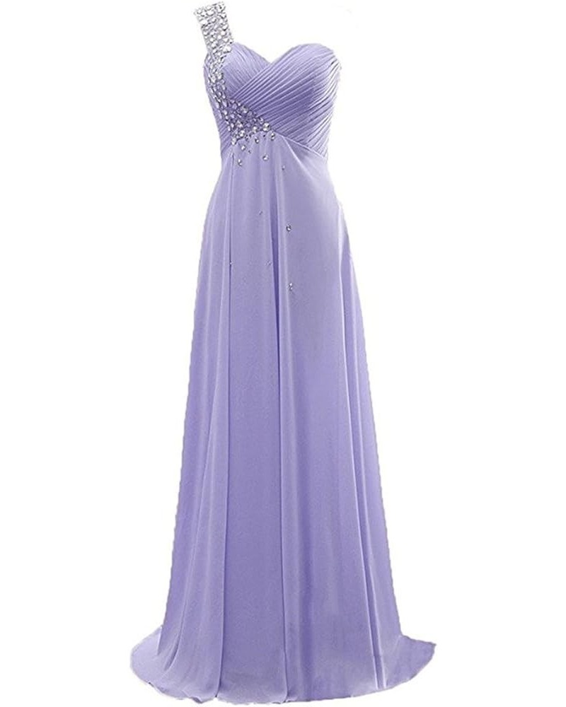 Women's One Shoulder Chiffon Floor-Length Evening Formal Prom Dresses Long Lavender $36.26 Dresses