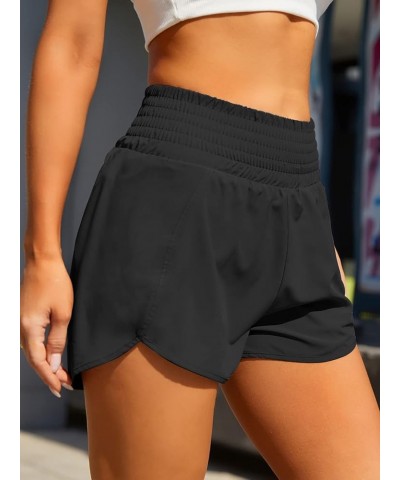 Women's Athletic Shorts High Waisted Running Shorts Pocket Sporty Short Gym Elastic Workout Shorts 2.5'' High waisted Black01...